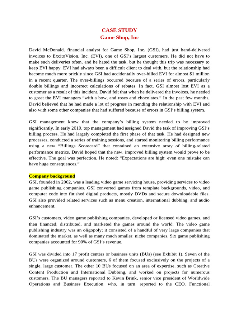 Case Study | PDF | Video Games