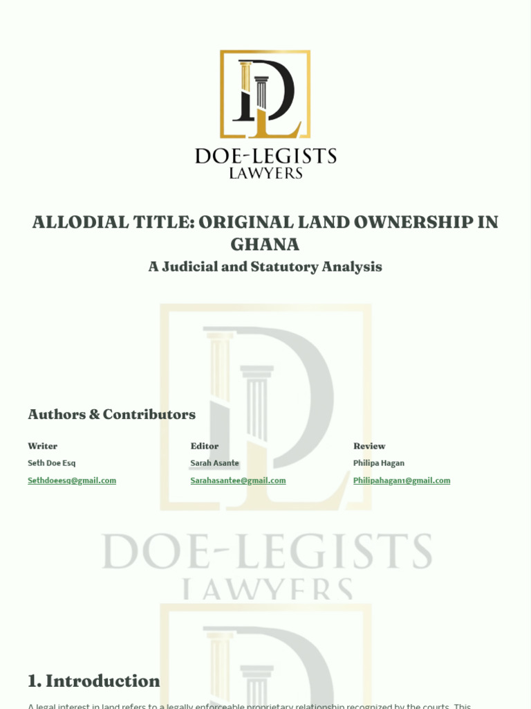 Allodial Title Original Land Ownership in Ghana | PDF | Ownership ...