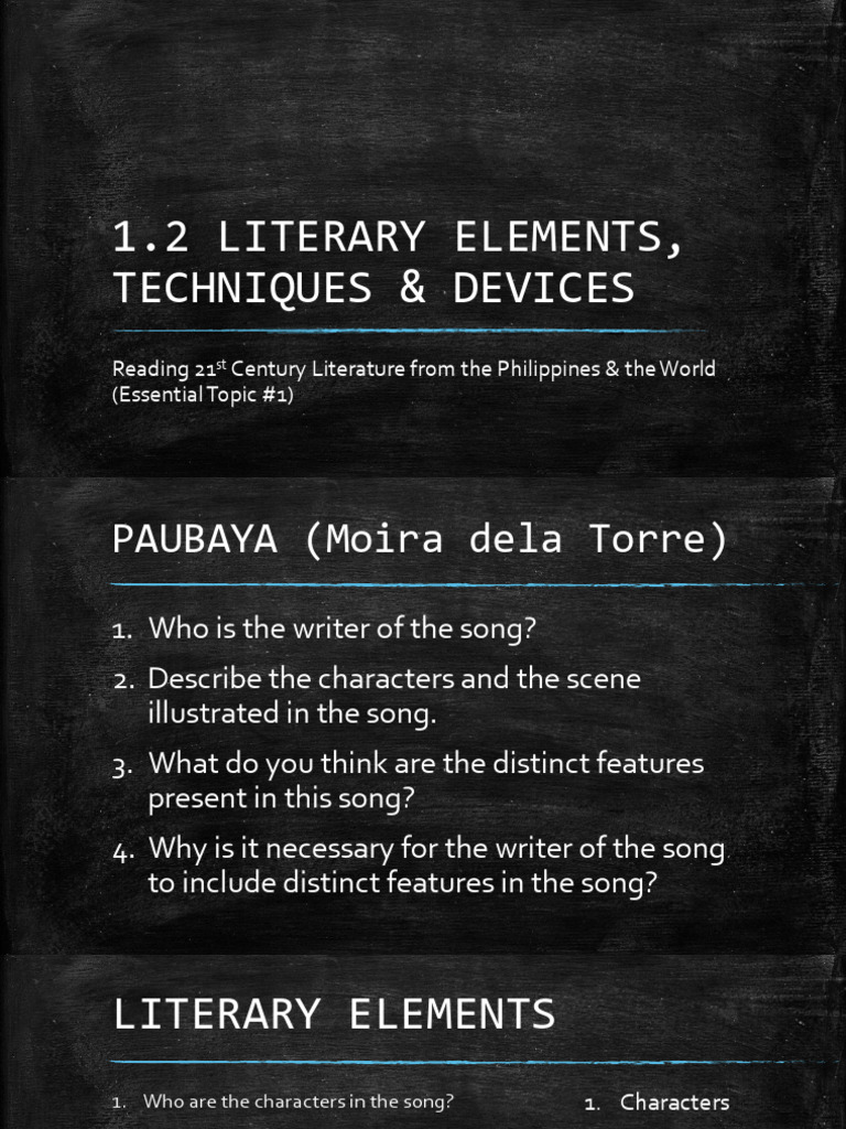 Week 2 3 A. Literary Elements Devices Techniques | PDF