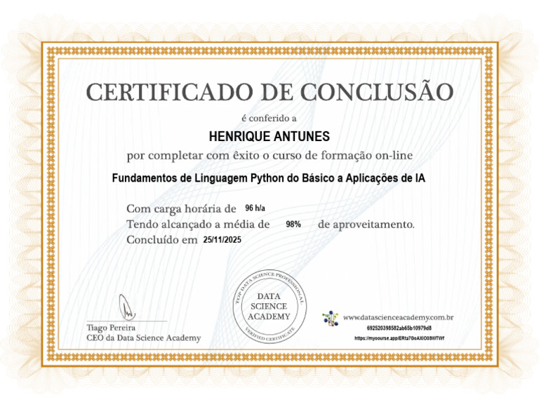Certificado Fundamentos de Python - Elias | PDF