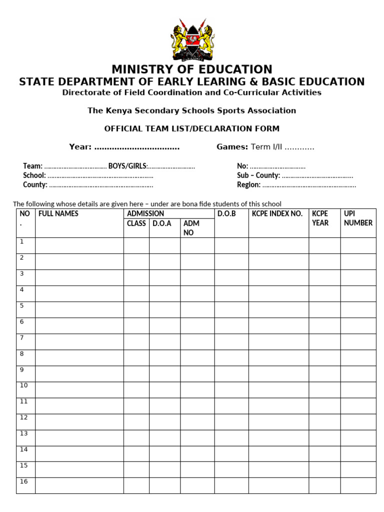 Editable Games Declaration Form | PDF