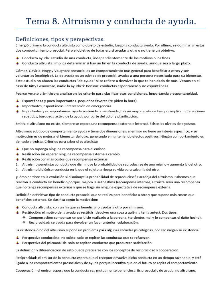Tema 8. Altruismo y Conducta de Ayuda | PDF | Altruismo | Empatía