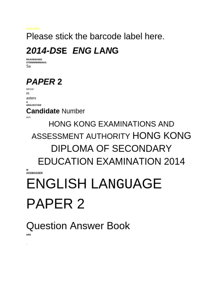 2014 English P2 Writing | PDF | Human Communication
