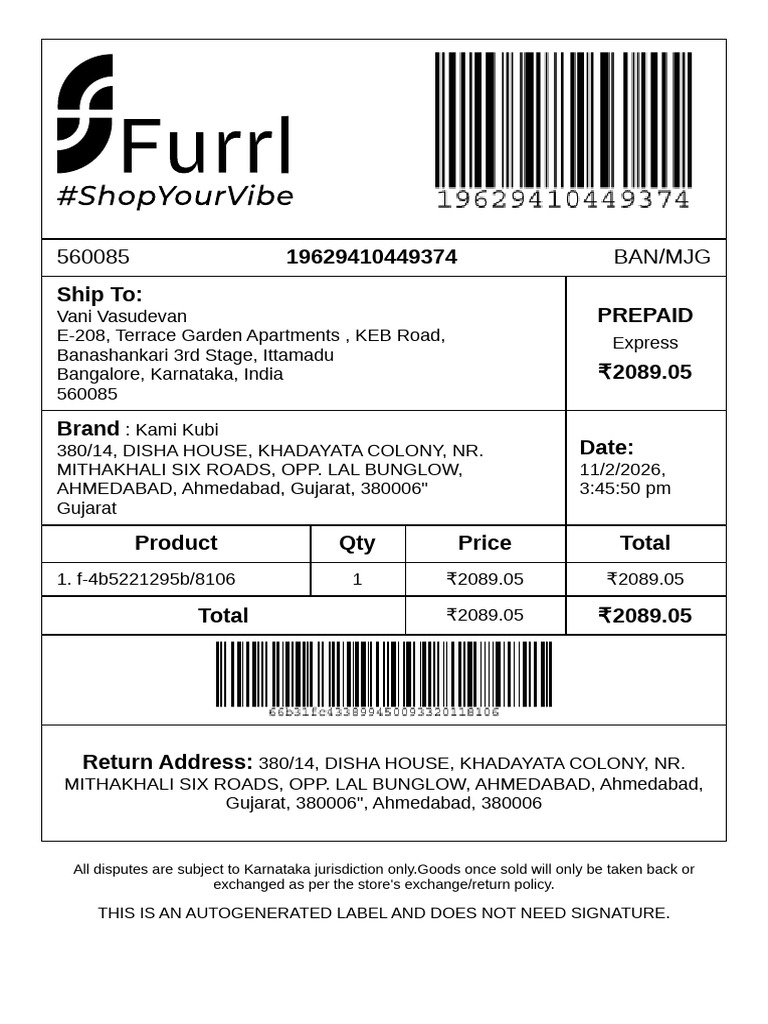 F 4b5221295b Shipping Label | PDF