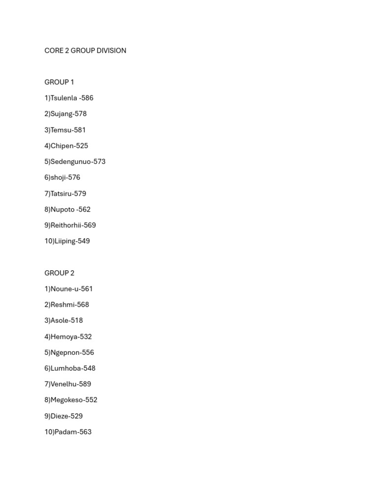 Core 2 Group Division | PDF
