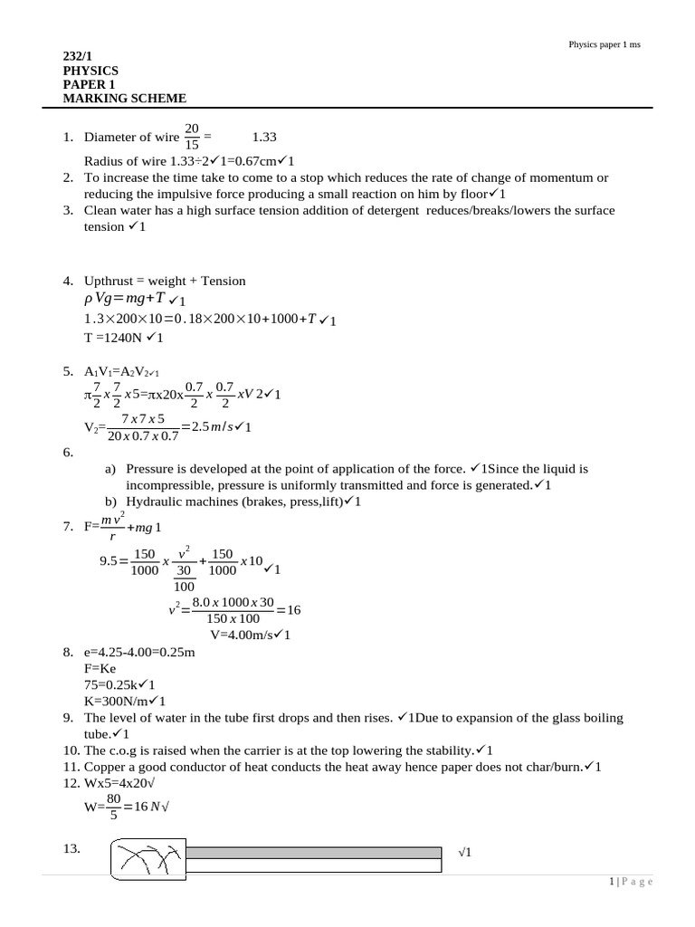 Physics Paper 1 2021 MS | PDF | Heat | Temperature