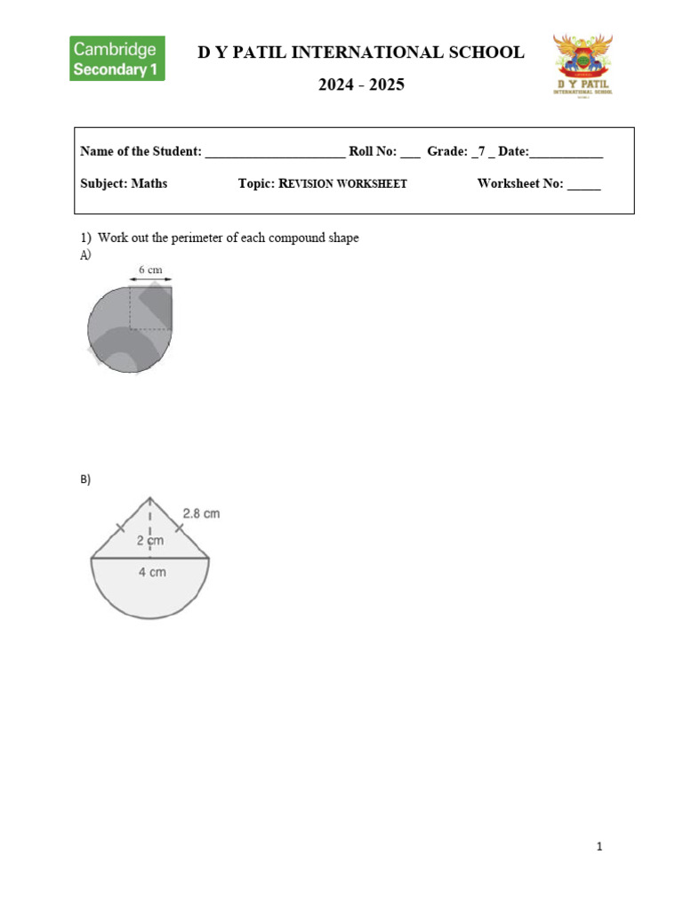 Revision Worksheet 1 Grade 7 Term 2 | PDF | Elementary Mathematics ...