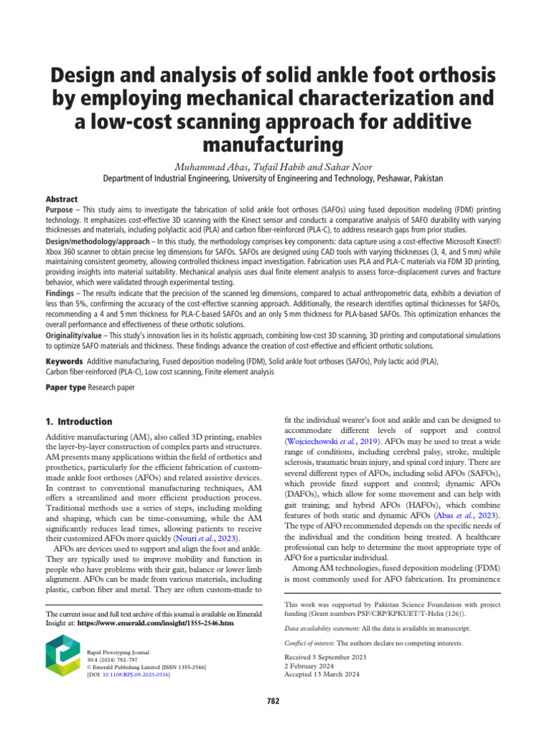 Design and Analysis of Solid Ankle Foot Orthosis | PDF | 3 D Printing ...