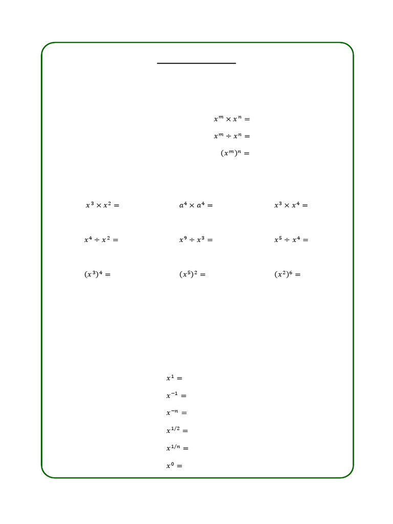 Laws of Indices | PDF