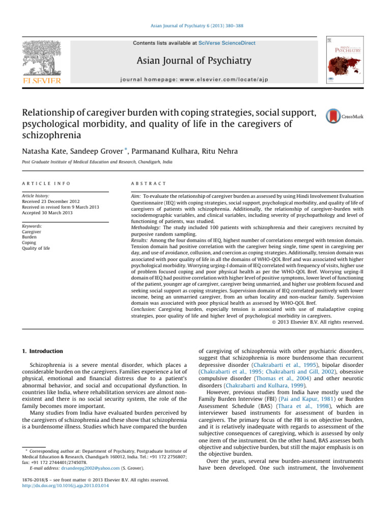 Relationship of Caregiver Burden With Co | PDF | Mental Disorder ...