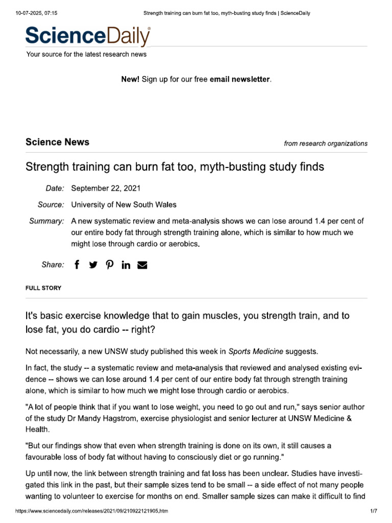 Strength Training Can Burn Fat Too, Myth-Busting Study Finds | PDF
