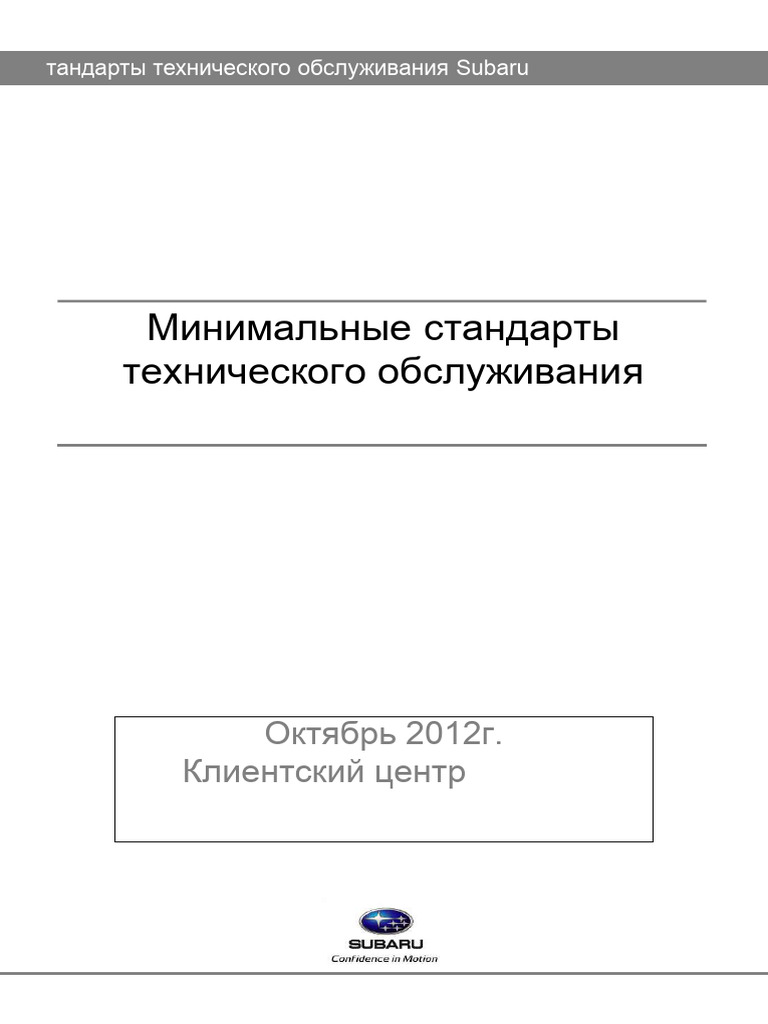 Subaru Minimum Service Standards RUS | PDF