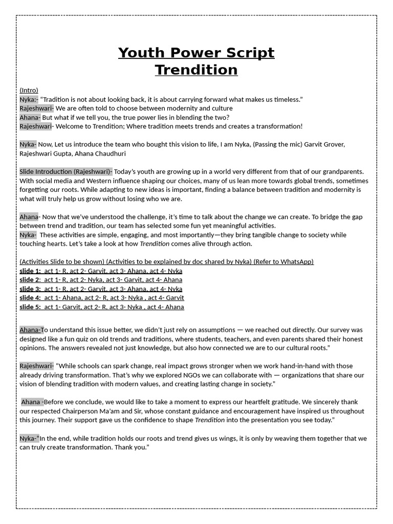 YouthPower Script 2025 | PDF