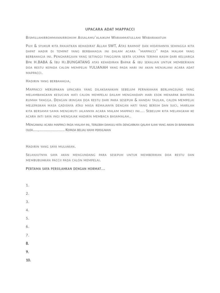 Upacara Adat Mappacci 22 | PDF