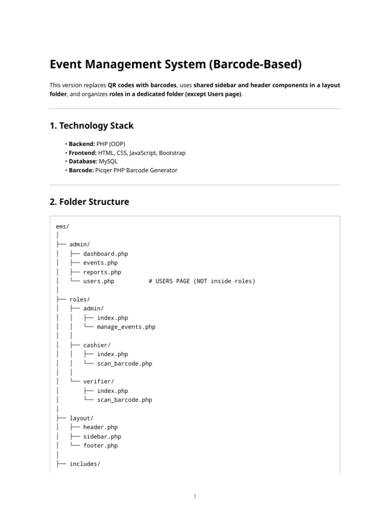 Event Management System (Barcode Version) | PDF | Barcode | Image Scanner