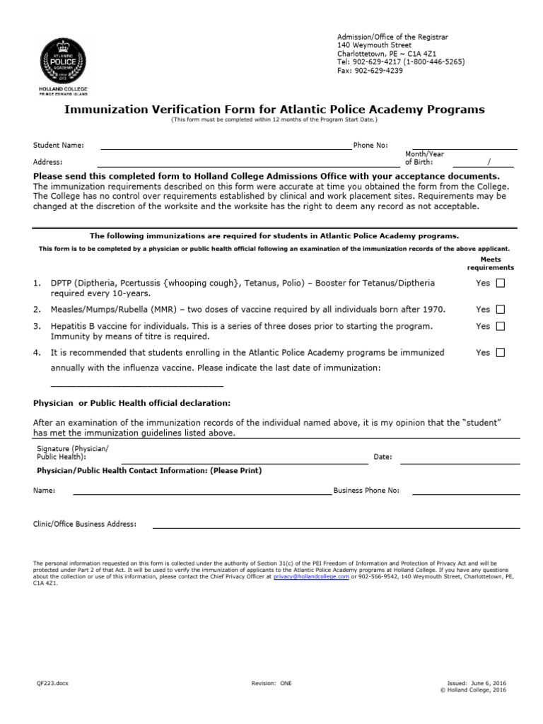 APA Immunization Form | PDF | Vaccines | Medicine