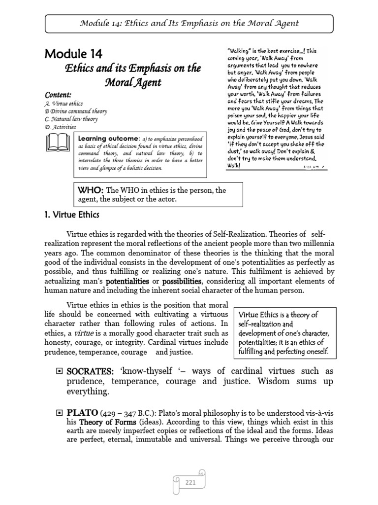 Module 14 Ethics and Its Emphasis On The Moral Agent | PDF | Virtue ...