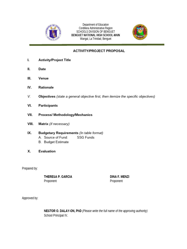 ActivityProject Proposal - TEMPLATE | PDF