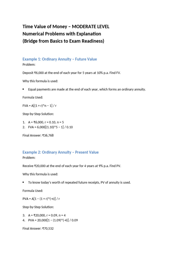 TVM Moderate Level With Explanation | PDF | Net Present Value ...