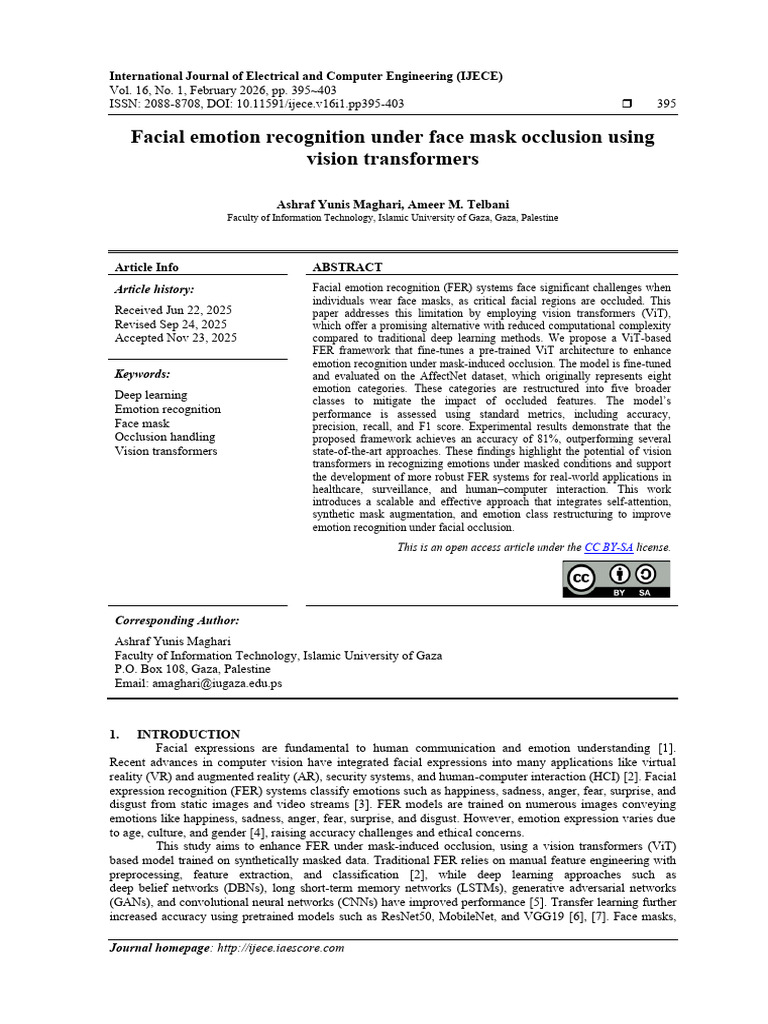Facial Emotion Recognition Under Face Ma | PDF | Machine Learning ...