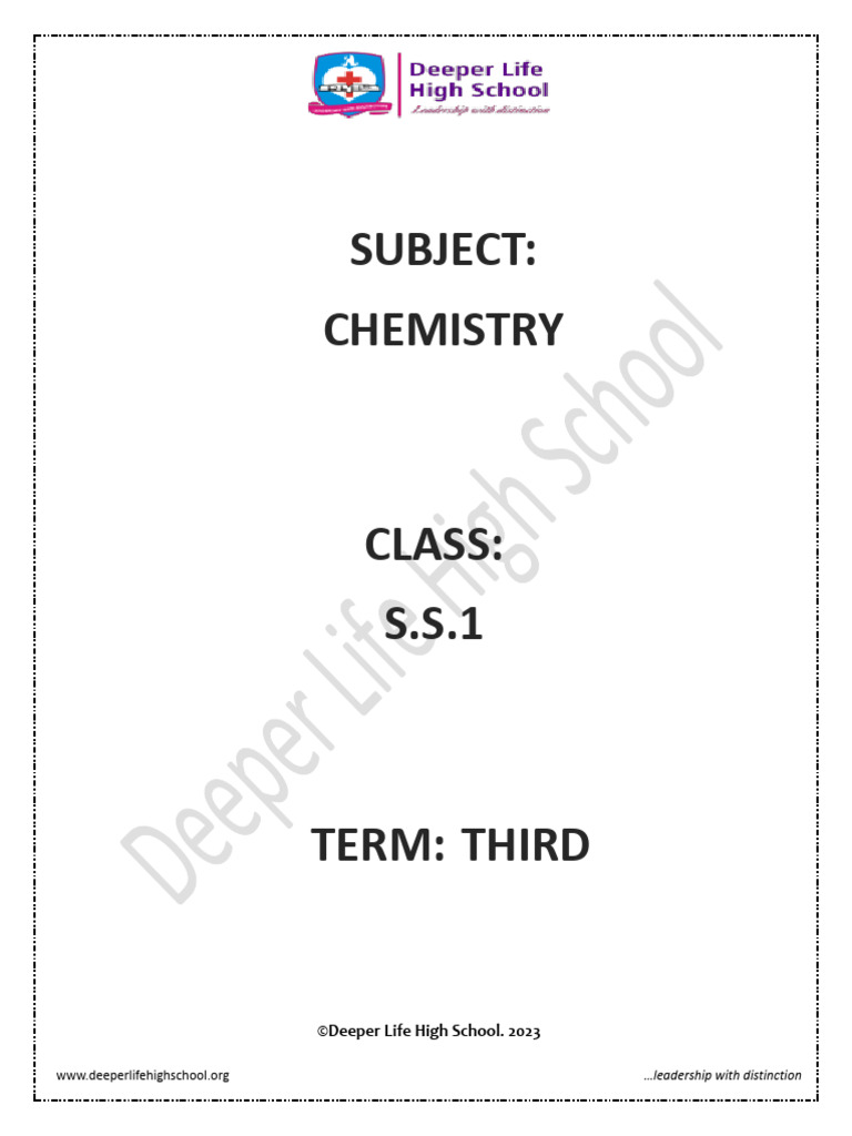 Ss 1 Chemistry 3rd Term E-Note | PDF | Ph | Acid