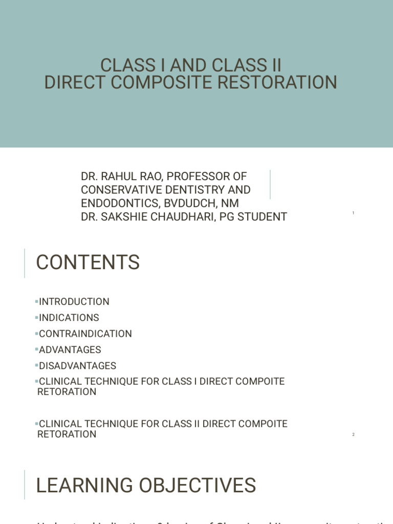 Class 1 and Class 2 Direct Composite Restoration | PDF | Dental ...