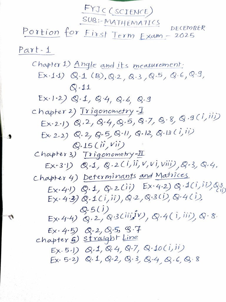 Maths Terminal Exam | PDF
