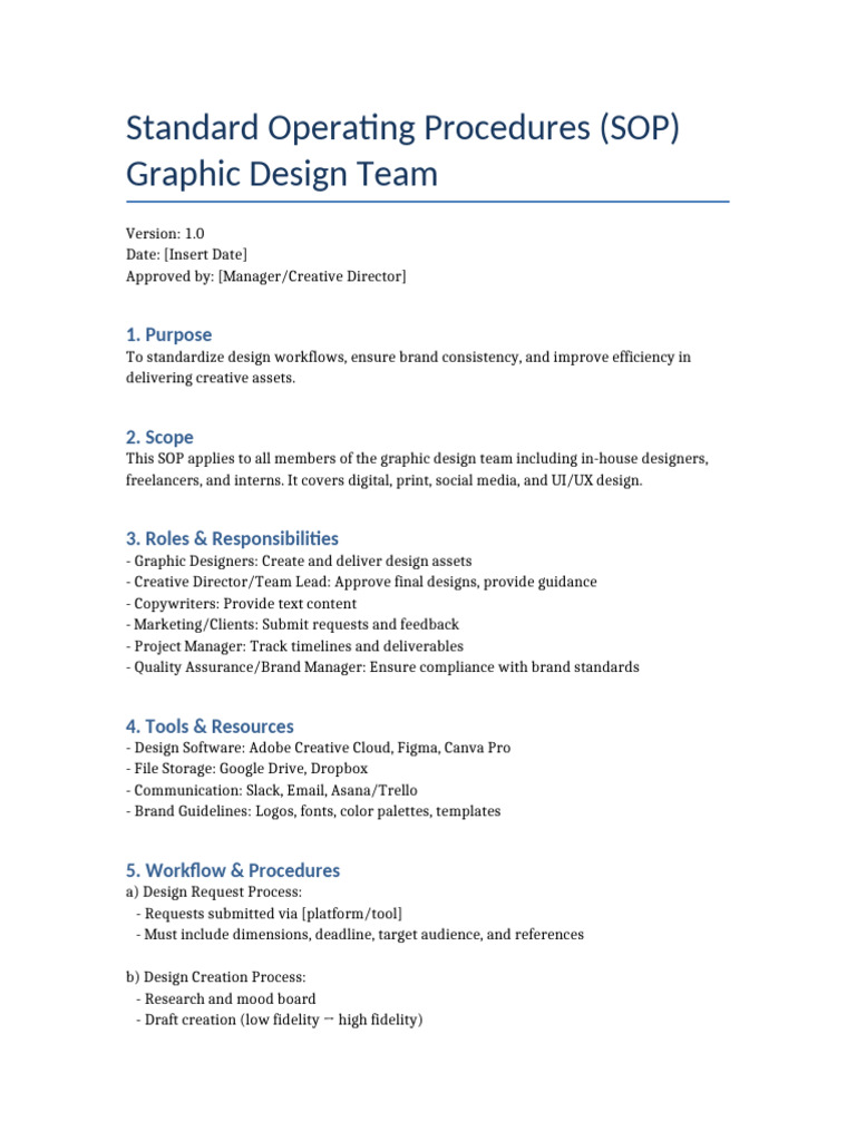 Graphic Design Team SOP | PDF