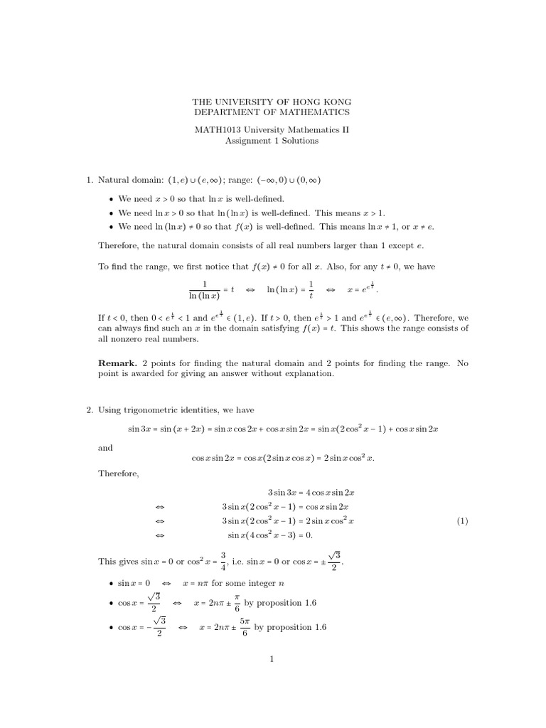Assignment 1 Sol | PDF | Trigonometric Functions | Square Root