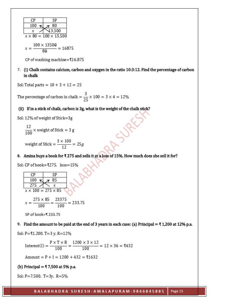 7th Class Maths Notes | PDF