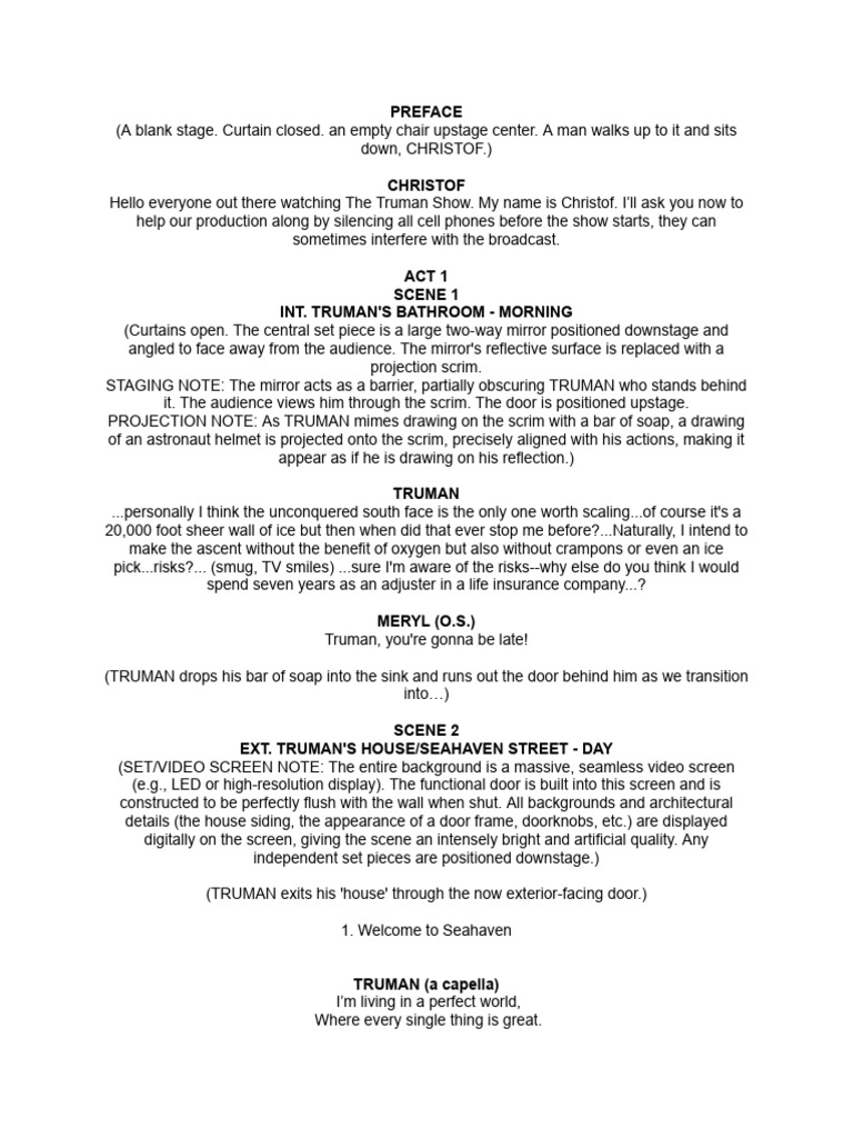Truman Show Musical | PDF