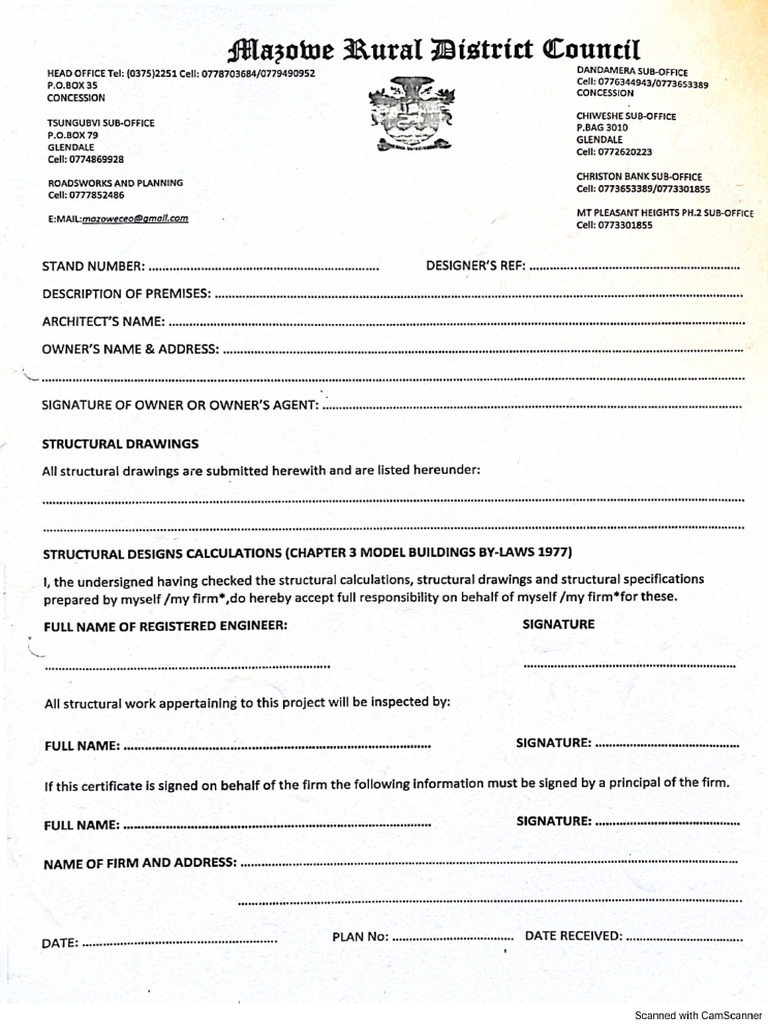 Mazowe Rural District Certificate | PDF