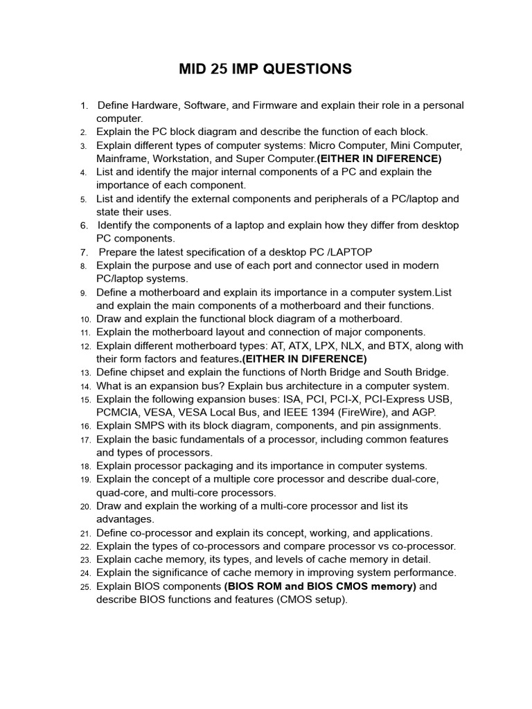 Cmts Mid 25 Imp Questions | PDF