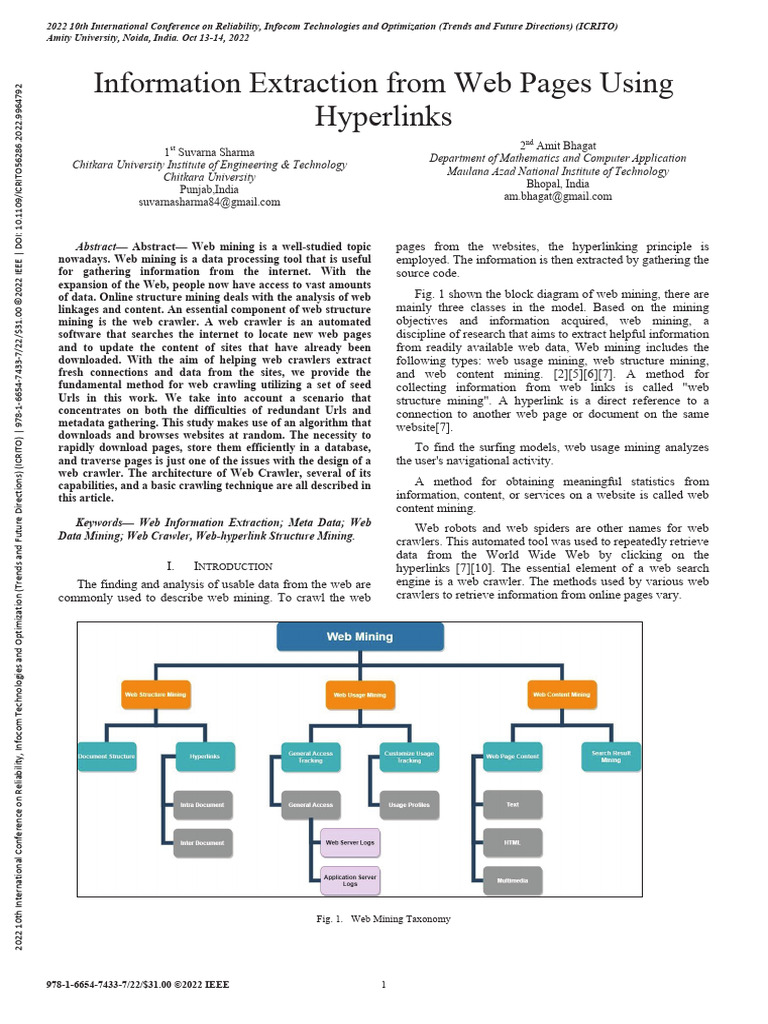 Information Extraction From Web Pages Using Hyperlinks | PDF | World ...