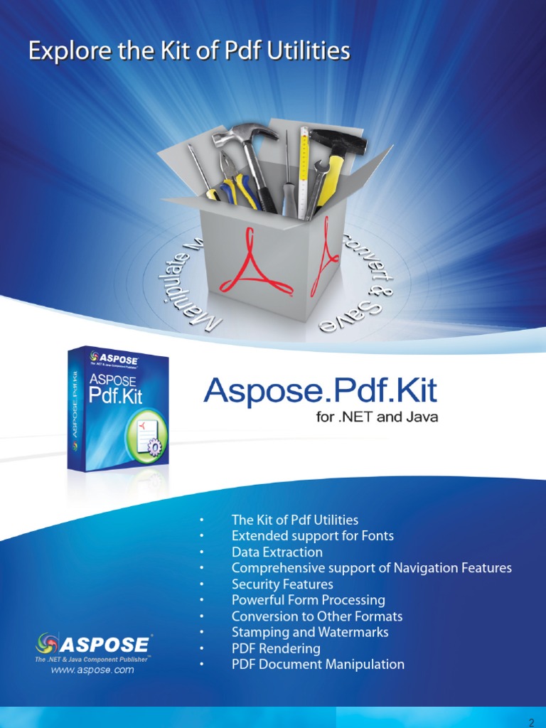 Aspose Pdf Kit Brochure Pdf Computing Software