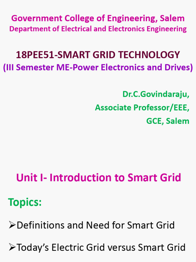 U1 T1 Smart Grid Introduction | PDF | Smart Grid | Electrical Grid