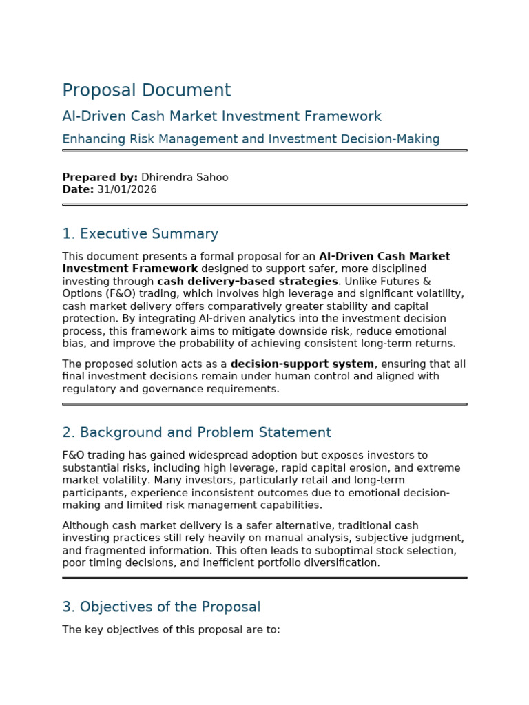 Ai-Driven Cash Market Investment Framework - Formal Proposal | PDF ...