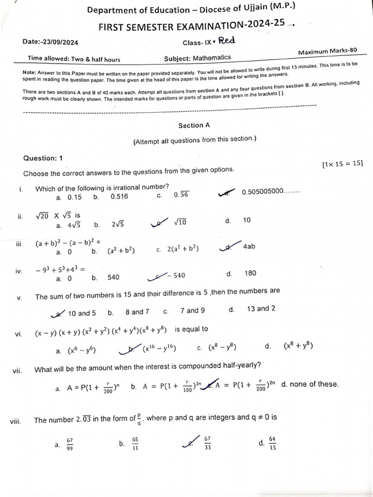 Maths 9th Class.. | PDF