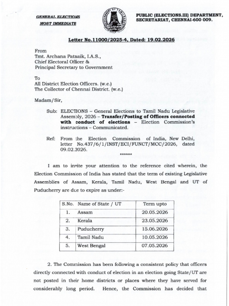 Election Transfer and Postings | PDF