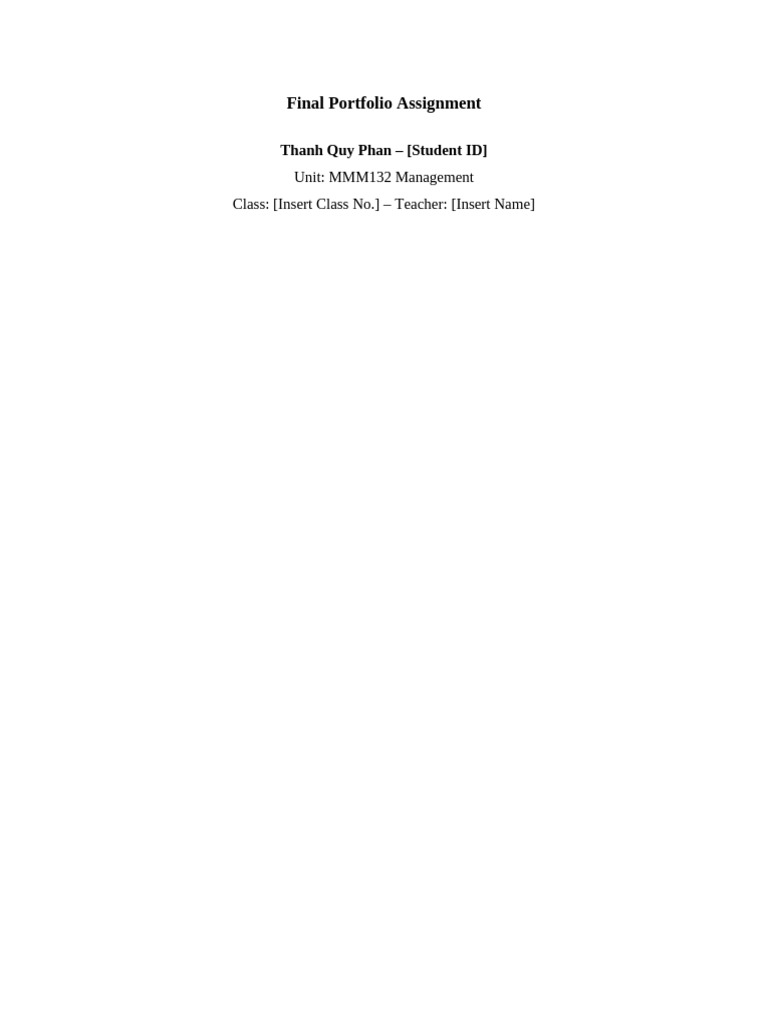 Final Portfolio Assignment | PDF | Leadership | Decision Making