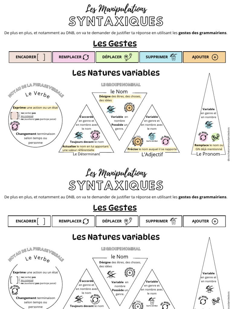Les Manipulations Syntaxiques NATURES BLOG | PDF | Nombre grammatical ...