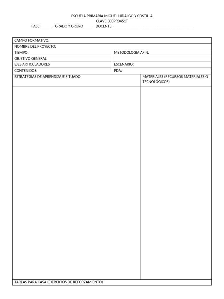 Formato de Planeación Para Primaria Zona Chon | PDF