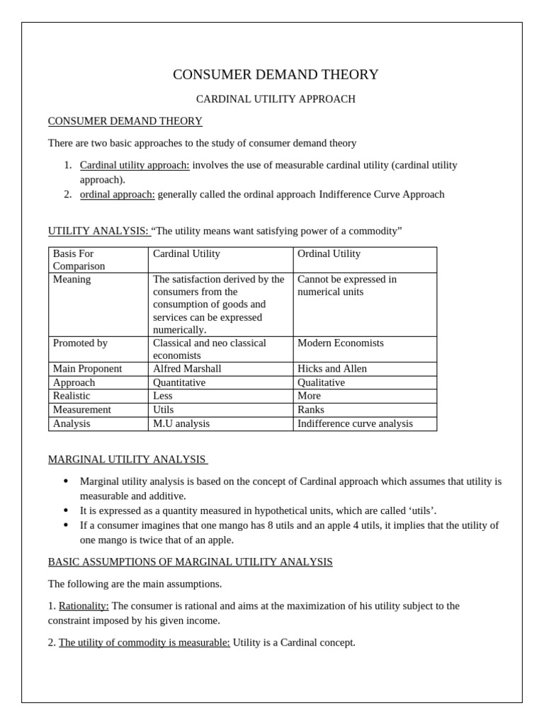 Consumer Demand Theory | PDF | Utility | Economic Equilibrium