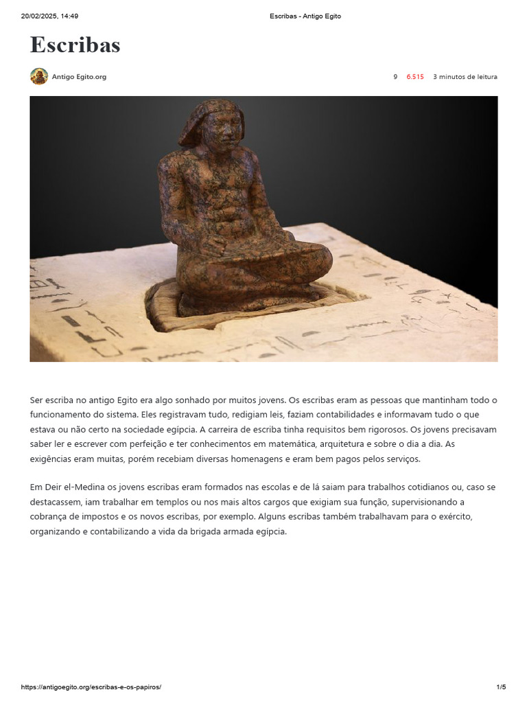 Escribas - Antigo Egito | PDF | Antigo Egito | Papiro