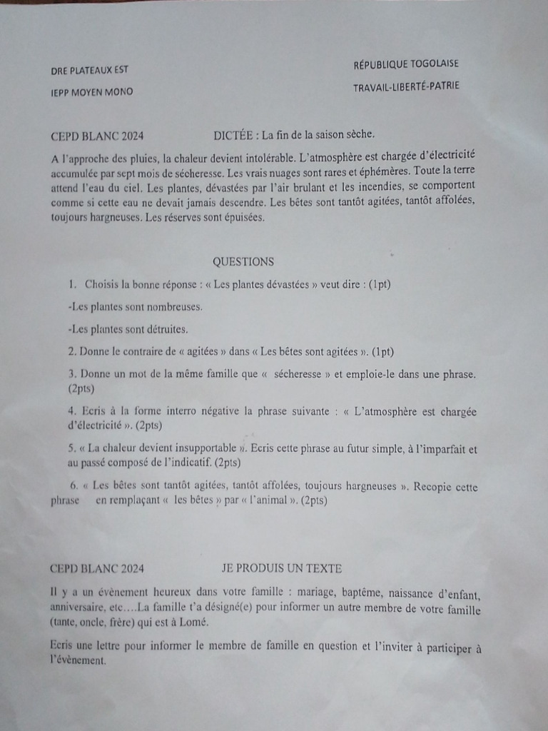 Cepd Blanc Iepp Moyen Mono | PDF
