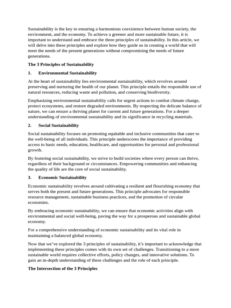 3 Pillars of Sustainability | PDF | Sustainability | Earth Sciences