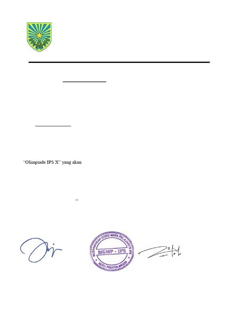 Surat Kegiatan Olimpiade IPS X | PDF