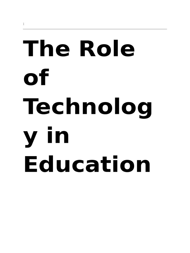 The Role of Technology in Education | PDF