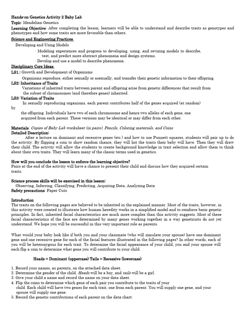 Activity 2 Baby Lab Repaired | PDF | Genetics | Genotype