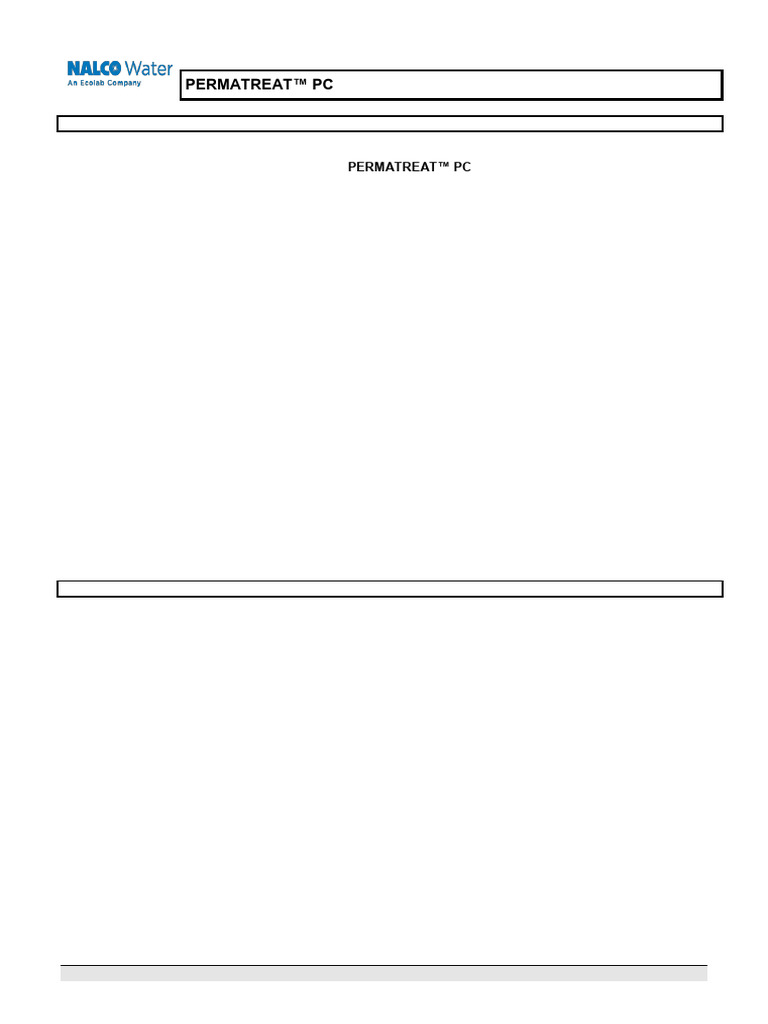 MSDS - Nalco PermaTreat PC-191T | PDF | Dangerous Goods | Toxicity